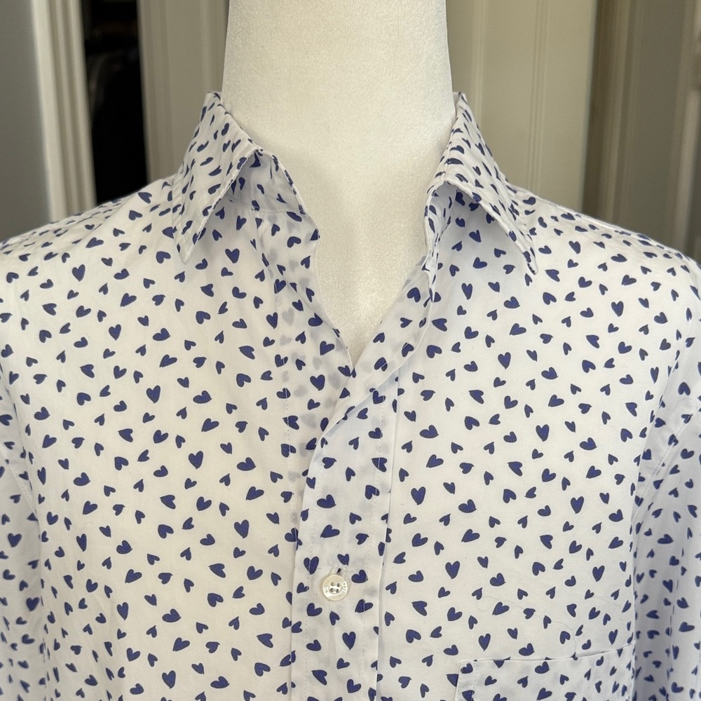Frank & Eileen White Button Down with Blue heart … - image 3